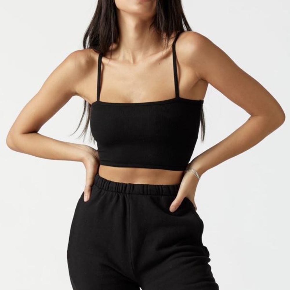 Joah Brown Black CROPPED CAMI - Picture 2 of 6